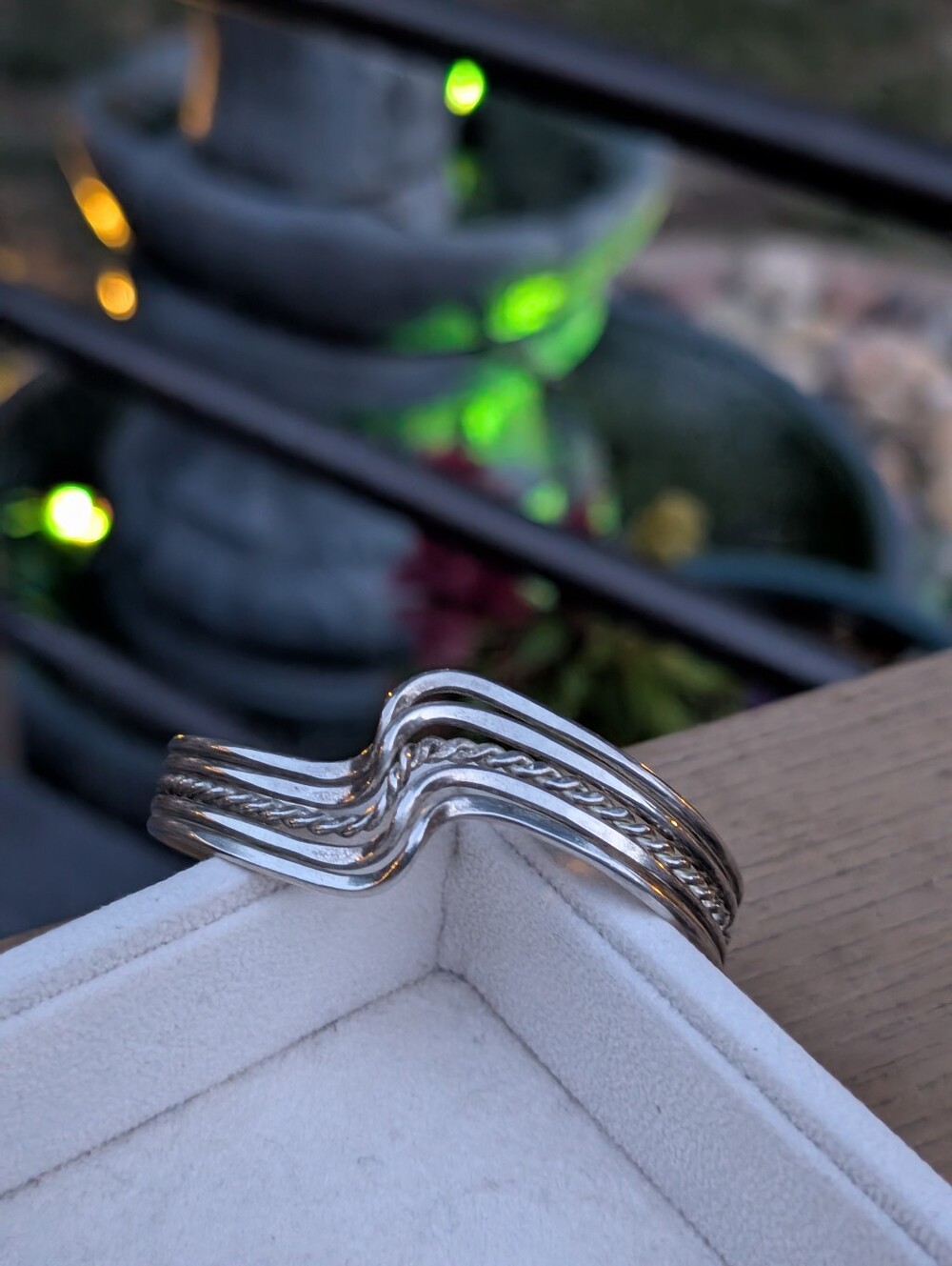 Vintage Silver Cuff Bracelet  Sterling Silver Wavy